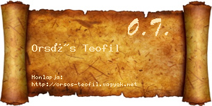 Orsós Teofil névjegykártya
